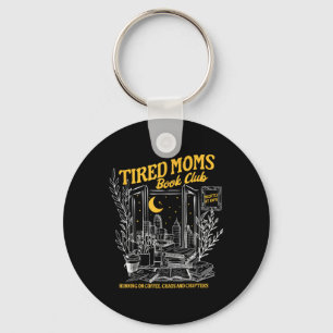 Retro Tired Moms Book Club Bookish Booktrovert Mot Key Ring