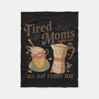 Retro tired moms coffee club funny mum life fleece blanket