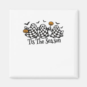 Retro Tis The Season Chequered Halloween Magnet