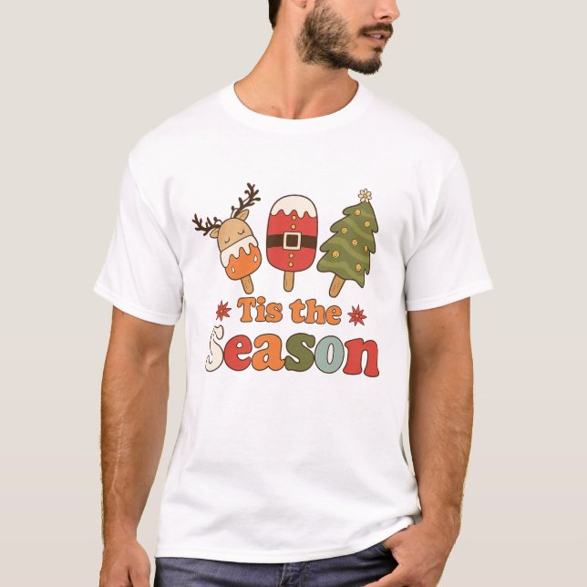 Retro Tis the Season Christmas Cute Holiday T-Shirt (Front)