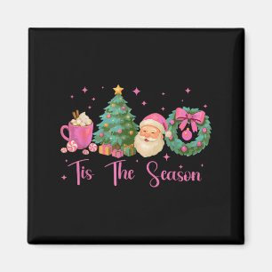 Retro Tis The Season Christmas Santa Jolly Hot Coc Magnet