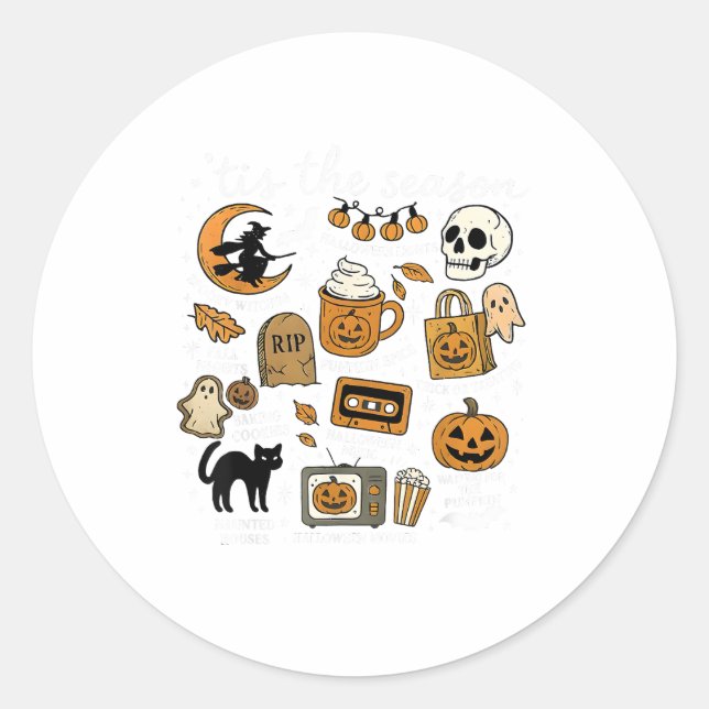 Retro Tis The Season Funny Halloween Season Fall Classic Round Sticker (Front)