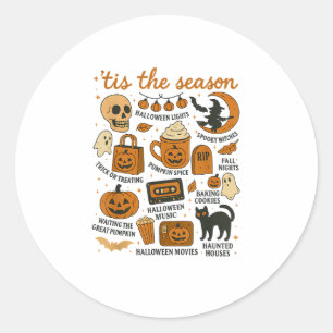 Retro Tis The Season Halloween Season Fall Classic Round Sticker