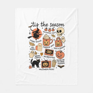 Retro Tis The Season Halloween Season Fall Design Fleece Blanket