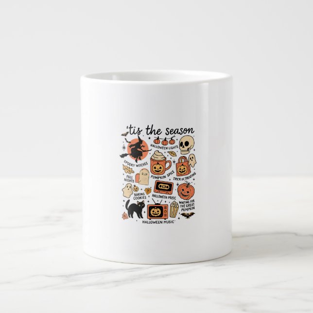 Retro Tis The Season Halloween Season Fall Design Large Coffee Mug (Front)