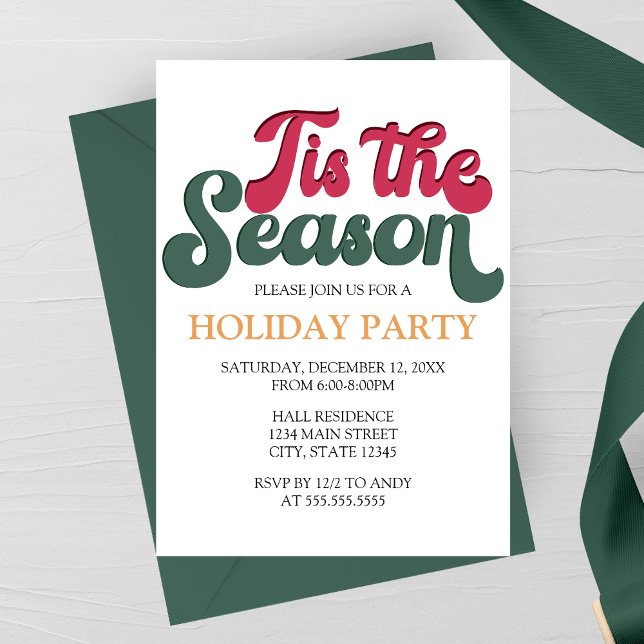 Retro ’Tis the Season Holiday Party Invitation (Creator Uploaded)