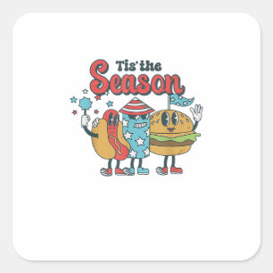 Retro Tis The Season Party In The Usa Family Square Sticker