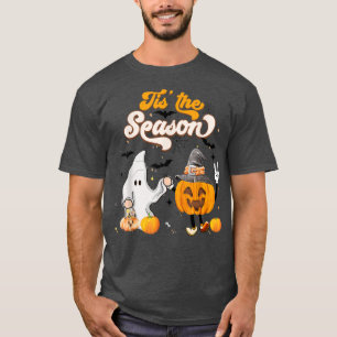 Retro Tis The Season Pumpkin And Ghost Halloween P T-Shirt