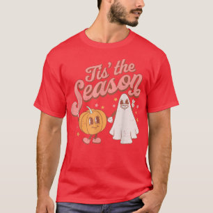 Retro Tis The Season Pumpkin And Ghost Halloween P T-Shirt