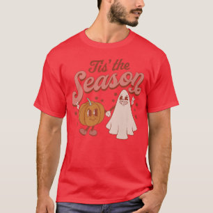 Retro Tis' The Season Pumpkin And Ghost Halloween T-Shirt