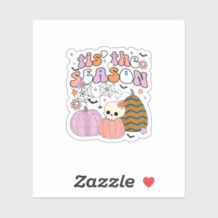 Retro Tis The Season Pumpkin Halloween Skull Spook