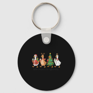 Retro Tis The Season To Be Caffeinated Funny Goose Key Ring