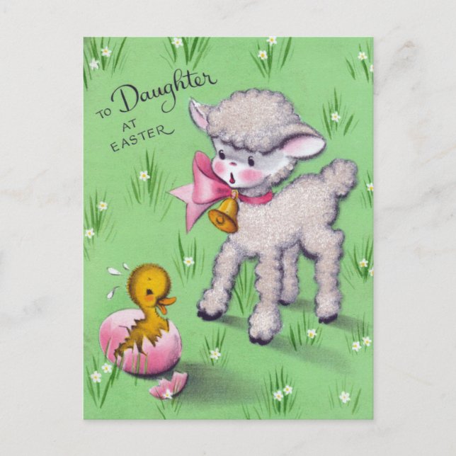 Retro to Daughter at Easter Adorable Lamb Postcard (Front)