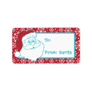 Retro To From Santa Tag Red Snowflakes