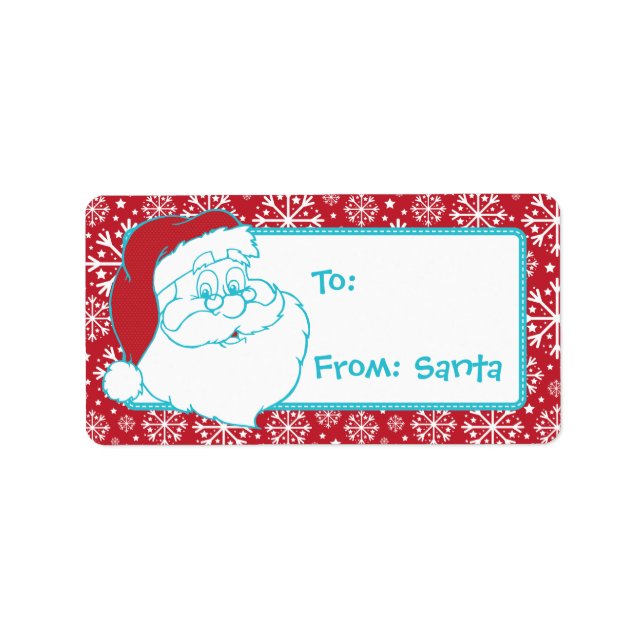 Retro To From Santa Tag Red Snowflakes (Front)