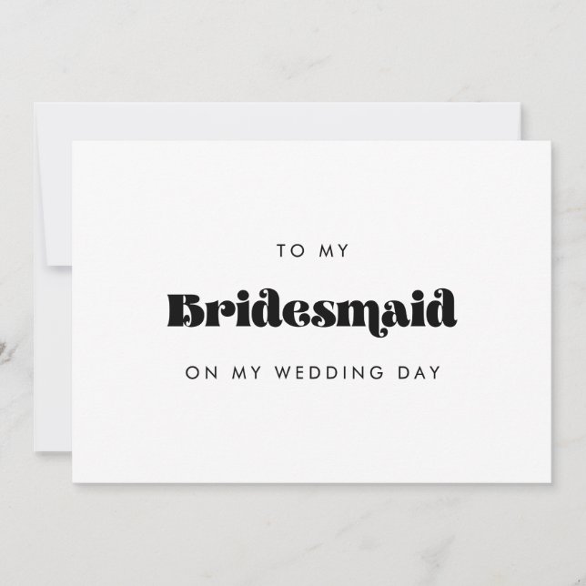 Retro To my Bridesmaid on my wedding day card (Front)