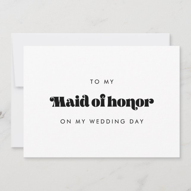 Retro To my Maid of honour on my wedding day card (Front)