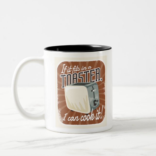 Retro Toaster Cooking Humour Two-Tone Coffee Mug (Left)
