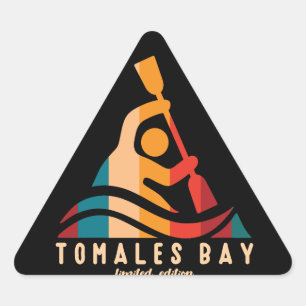 Retro Tomales Bay Kayaking Triangle Sticker