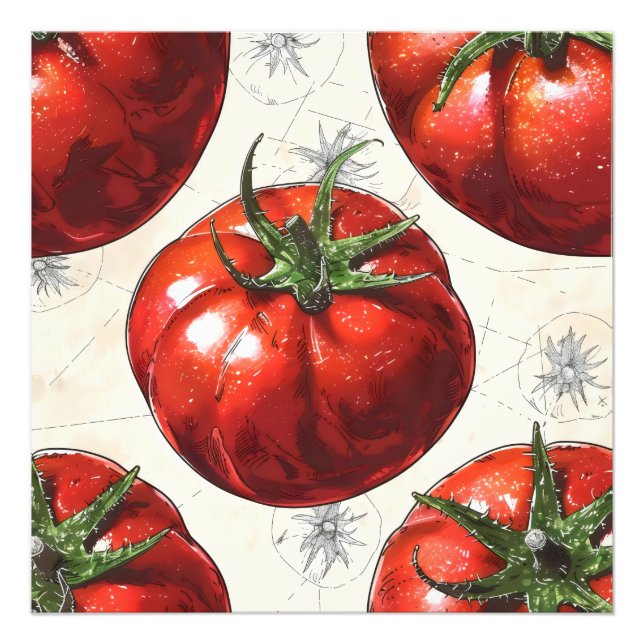 Retro Tomatoes Photo Print (Front)