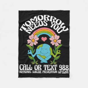 Retro Tomorrow Needs You 988 Suicide Prevention Aw Fleece Blanket