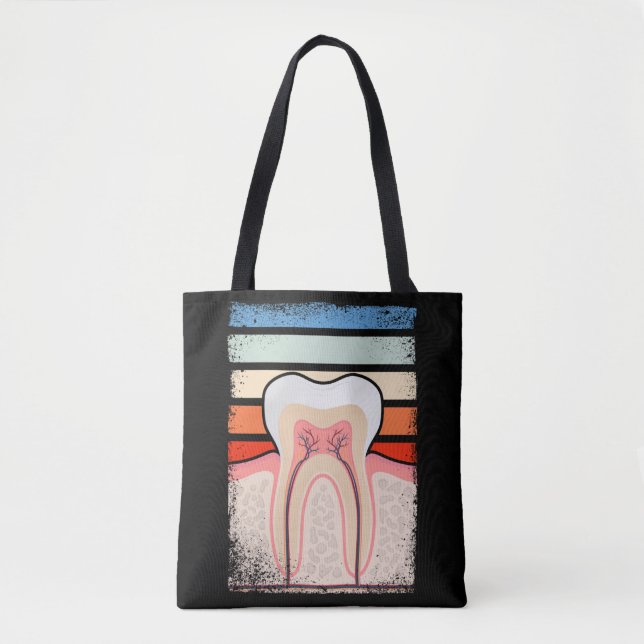 Retro Tooth Medicine Dental Assistant Dentist Tote Bag (Front)