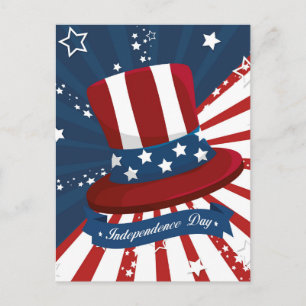 Retro Tophat Independence Day Postcard
