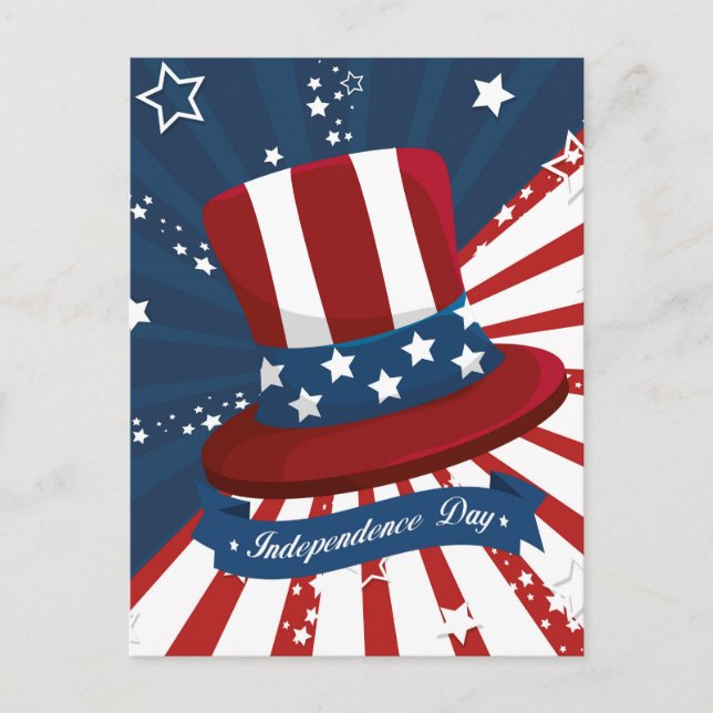 Retro Tophat Independence Day Postcard (Front)