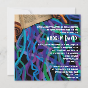 Retro Torah Bar Bat Mitzvah Invitation