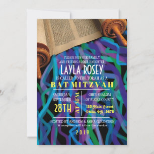 RETRO TORAH Bar Bat Mitzvah Invitation