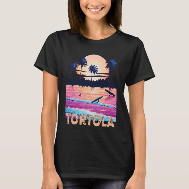 Retro Tortola B V I Souvenir Surf T-Shirt (Front)