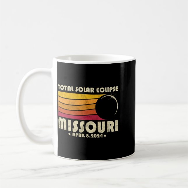 Retro Total Solar Eclipse 2024 Missouri Usa Coffee Mug (Left)