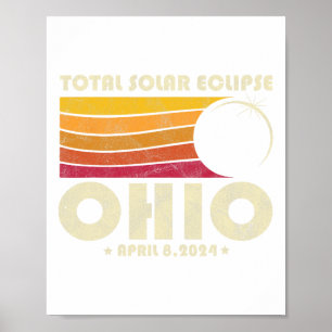 Retro Total Solar Eclipse 2024 Ohio Usa Totality Poster