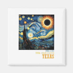 Retro Total Solar Eclipse 2024 Texas For Men Women Magnet