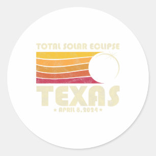 Retro Total Solar Eclipse 2024 Texas Usa Totality Classic Round Sticker
