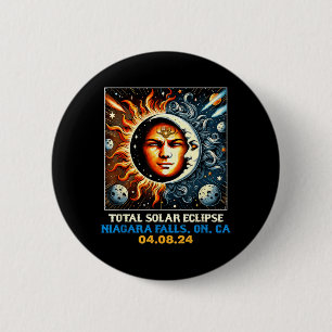 Retro Total Solar Eclipse Niagara Falls Ontario 6 Cm Round Badge