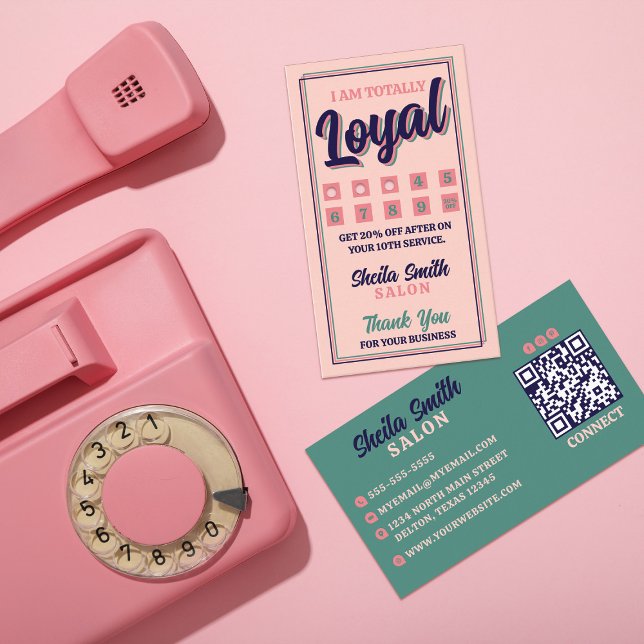 Retro "Totally Loyal" Typography Cool Colour Schem Loyalty Card (Creator Uploaded)