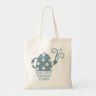 Retro tote: Drink Coffee, Read Books, Be happy Tote Bag
