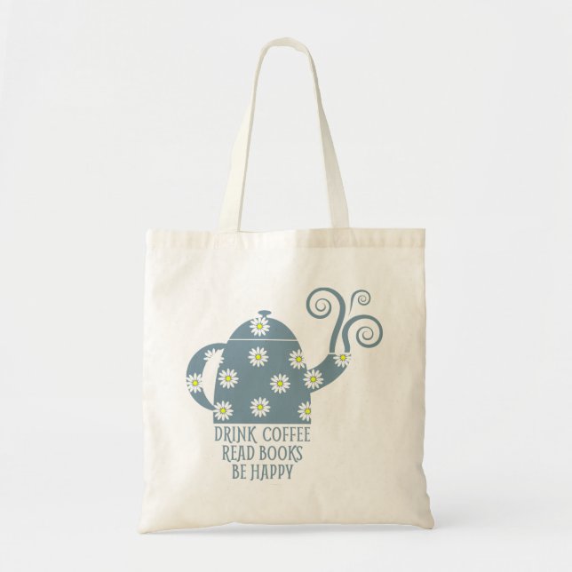 Retro tote: Drink Coffee, Read Books, Be happy Tote Bag (Front)