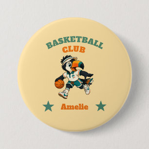 Retro Toucan Basketball Club Personalised Kids 7.5 Cm Round Badge