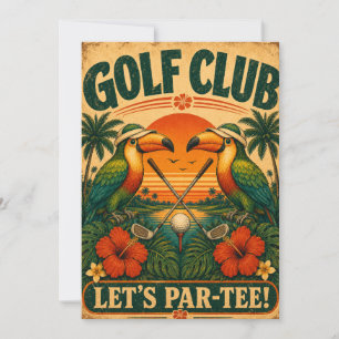 Retro Toucan Golf Club Birthday Invitation