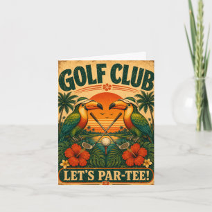 Retro Toucan Golf Club Folded Birthday Invitation