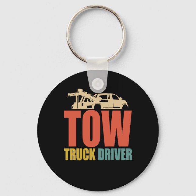 Retro Tow Truck Driver Wrecker Recovery Vehicle Key Ring (Front)