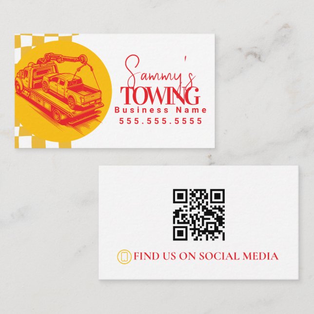 Retro Towing Services QR Code Business Card (Front/Back)