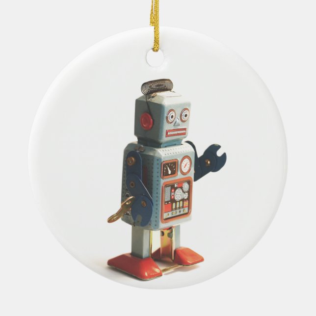 Retro Toy Robot Ceramic Tree Decoration (Back)