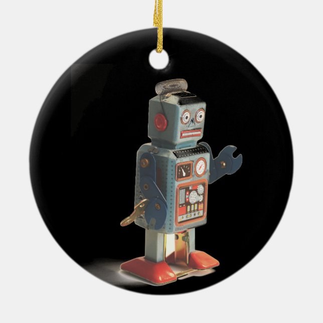 Retro Toy Robot Ceramic Tree Decoration (Back)