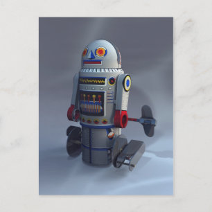 Retro Toy Robot Number 7 Postcard