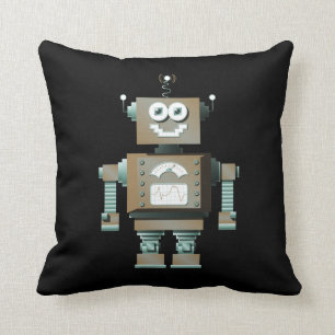 Retro Toy Robot Pillow (dk)