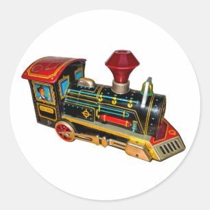 RETRO TOY TRAIN T-SHIRT CLASSIC ROUND STICKER