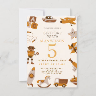 Retro Toys Boys Birthday Invitation